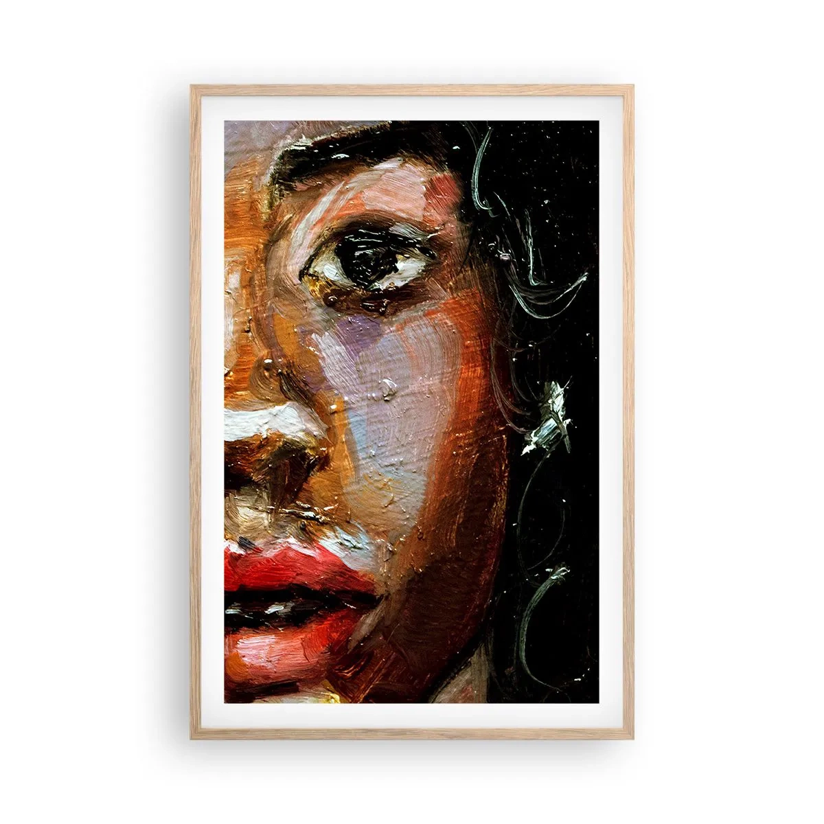 Pôster com moldura de carvalho claro - Preto e brilho - 61x91 cm