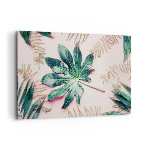 Quadro em tela - Estudo do verde em um fundo rosa - 120x80 cm