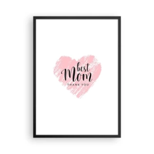 Pôster com moldura preta - Coração rosa com texto em fundo branco em estilo minimalista - 50x70cm - Sempre o momento certo - Decoração de parede moderna para a sala de estar e quarto ARTTOR