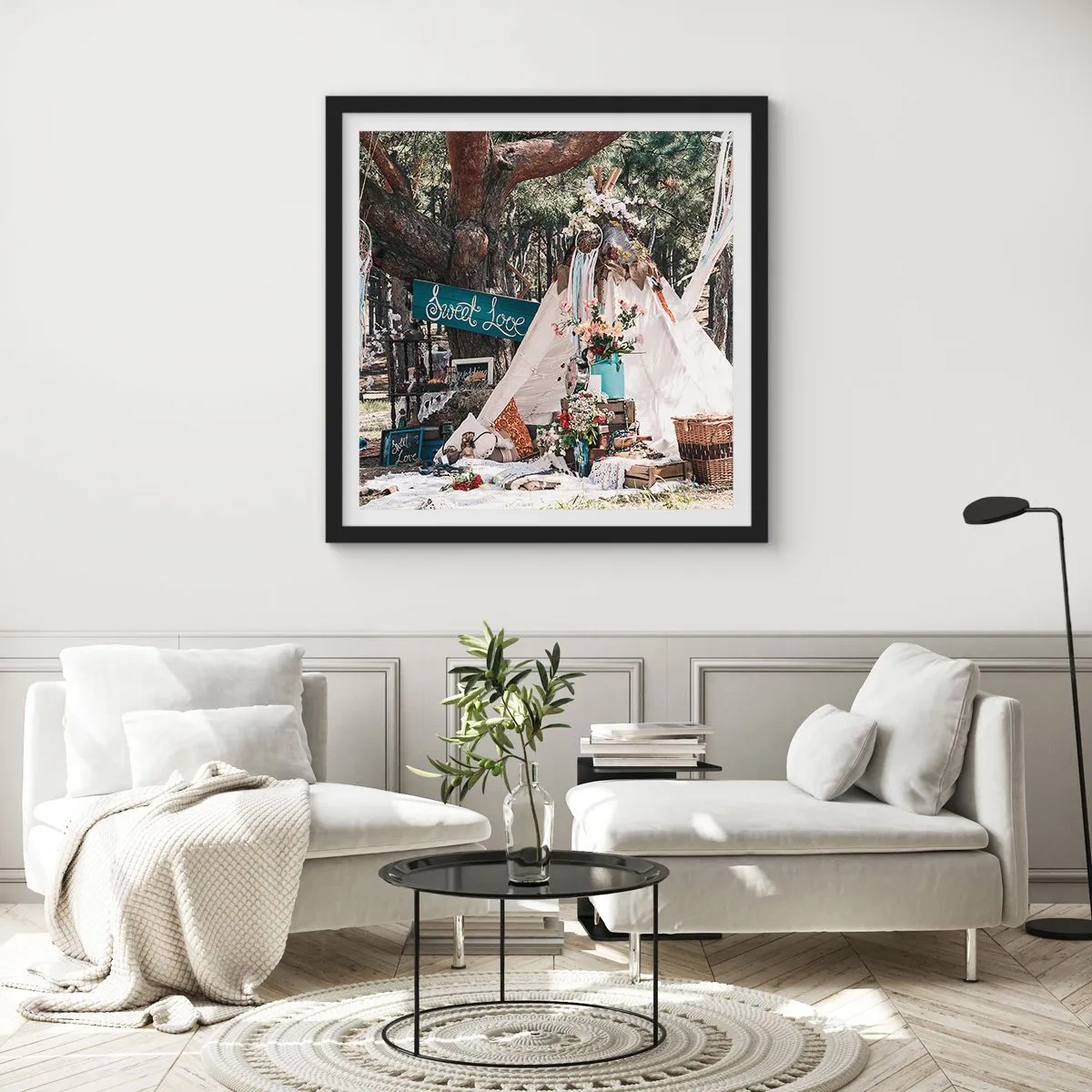 Pôster com moldura preta - Make love… - 60x60 cm