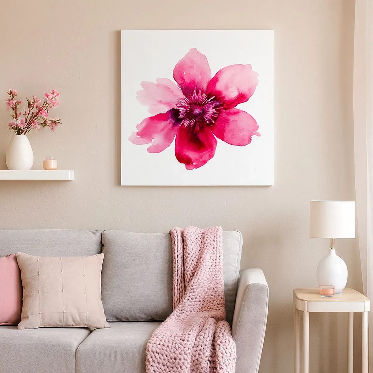 Quadro em tela - Beijo carmim perfumado - 30x30 cm