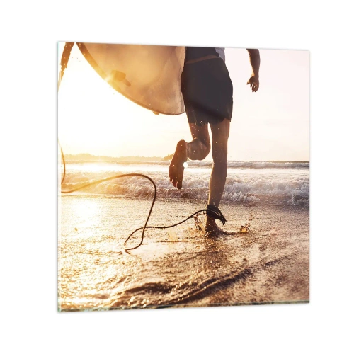 Quadro em vidro - Encontro das ondas - 50x50 cm