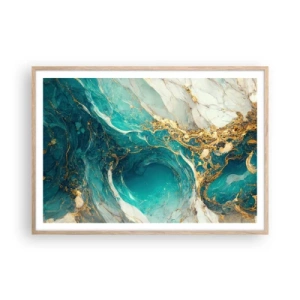Pôster com moldura de carvalho claro - Composição com veios d'ouro - 100x70 cm