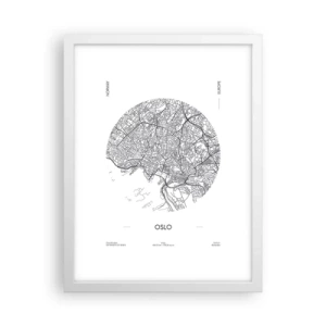 Pôster em moldura branca - Anatomia de Oslo - 30x40 cm