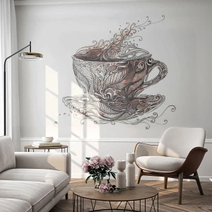 Papel de Parede Premium Canvas - Um chá é bom para tudo - Abstração, Xícara, Café expresso - 250x175 cm