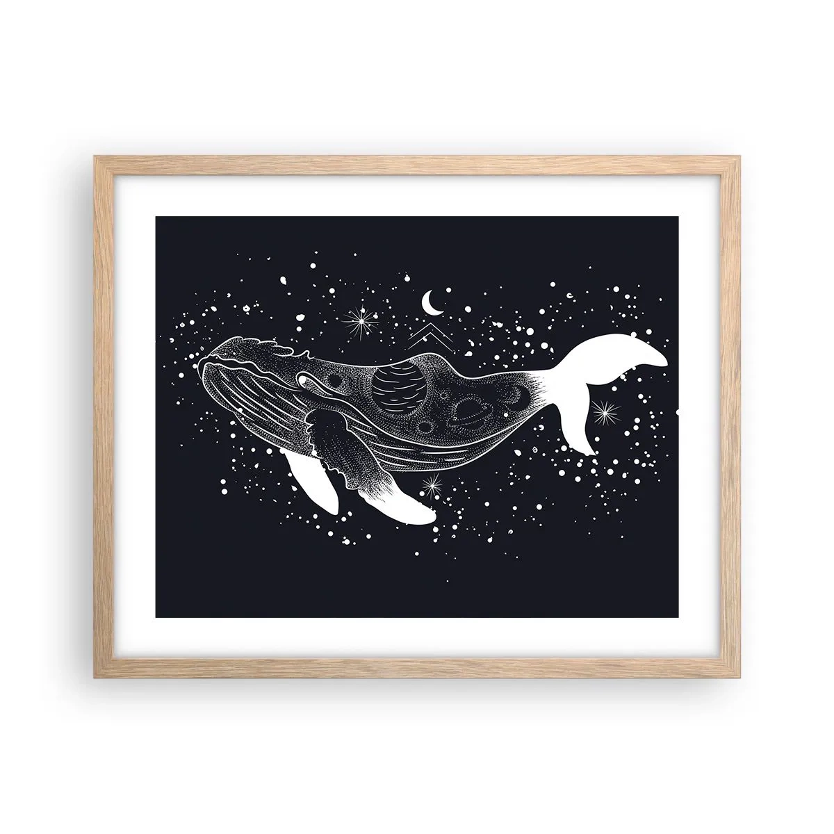 Pôster com moldura de carvalho claro - No oceano do universo - 50x40 cm