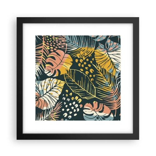 Pôster com moldura preta - Fantasia de folhas - 30x30 cm