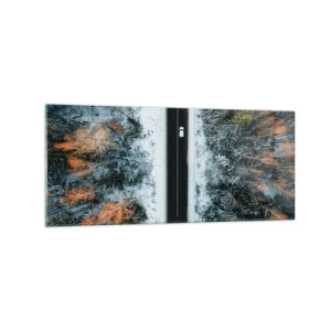 Quadro em vidro - Cortar a floresta no inverno - 120x50 cm