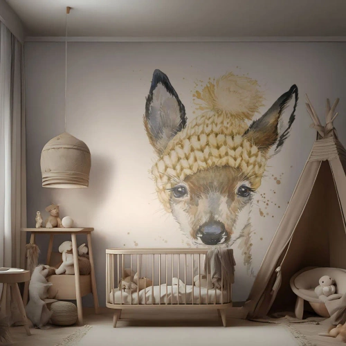 Papel de Parede Premium Sand - Para o inverno na floresta - Para crianças, Ovas, Gráficos - 100x70 cm
