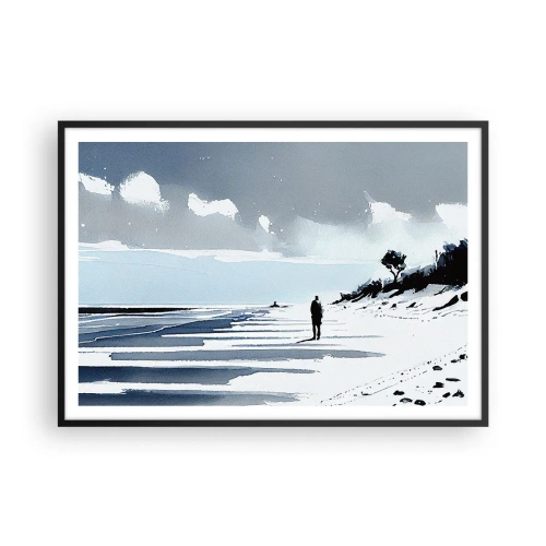 Pôster com moldura preta - Sozinho - 100x70 cm