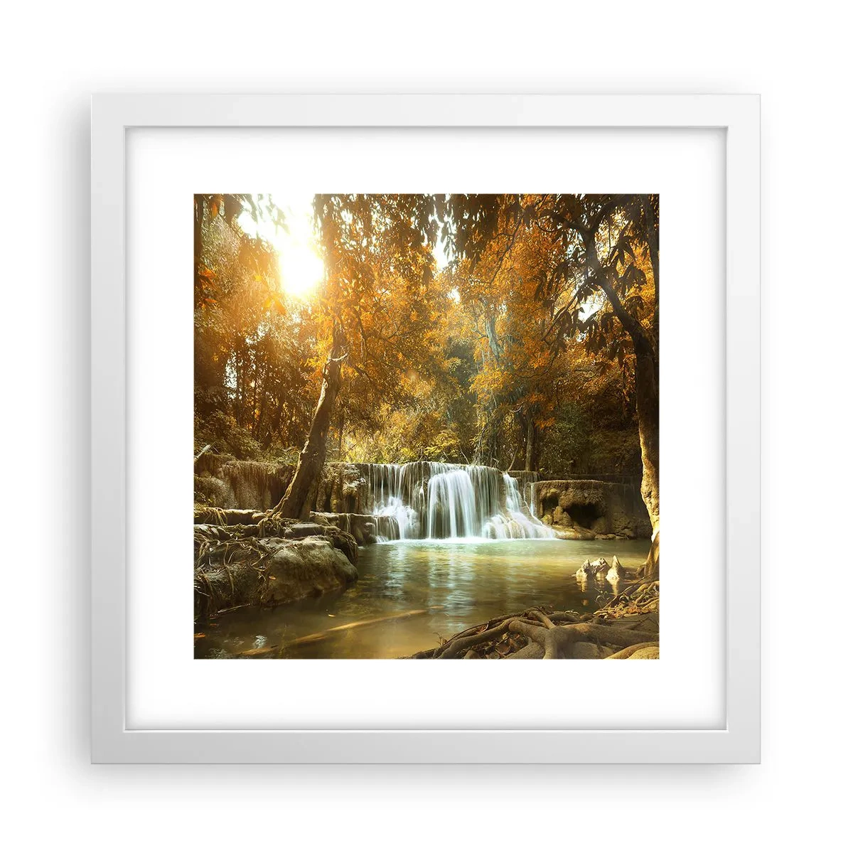 Pôster em moldura branca - A cascata do parque - 30x30 cm