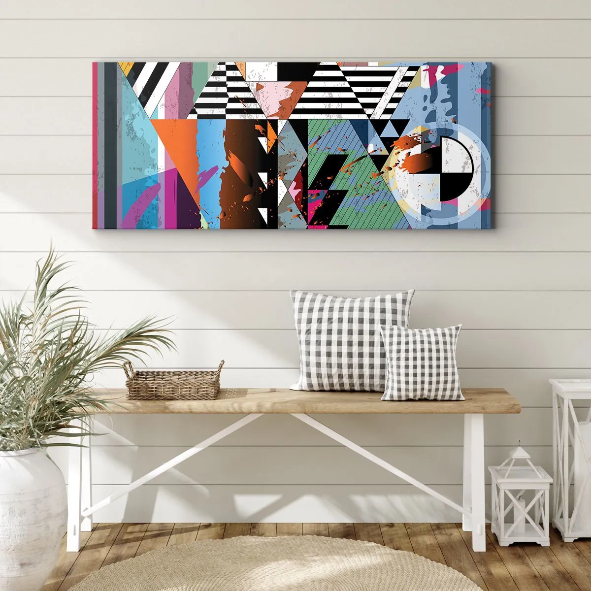 Quadro em tela - Geométrica e organicamente - 100x40 cm