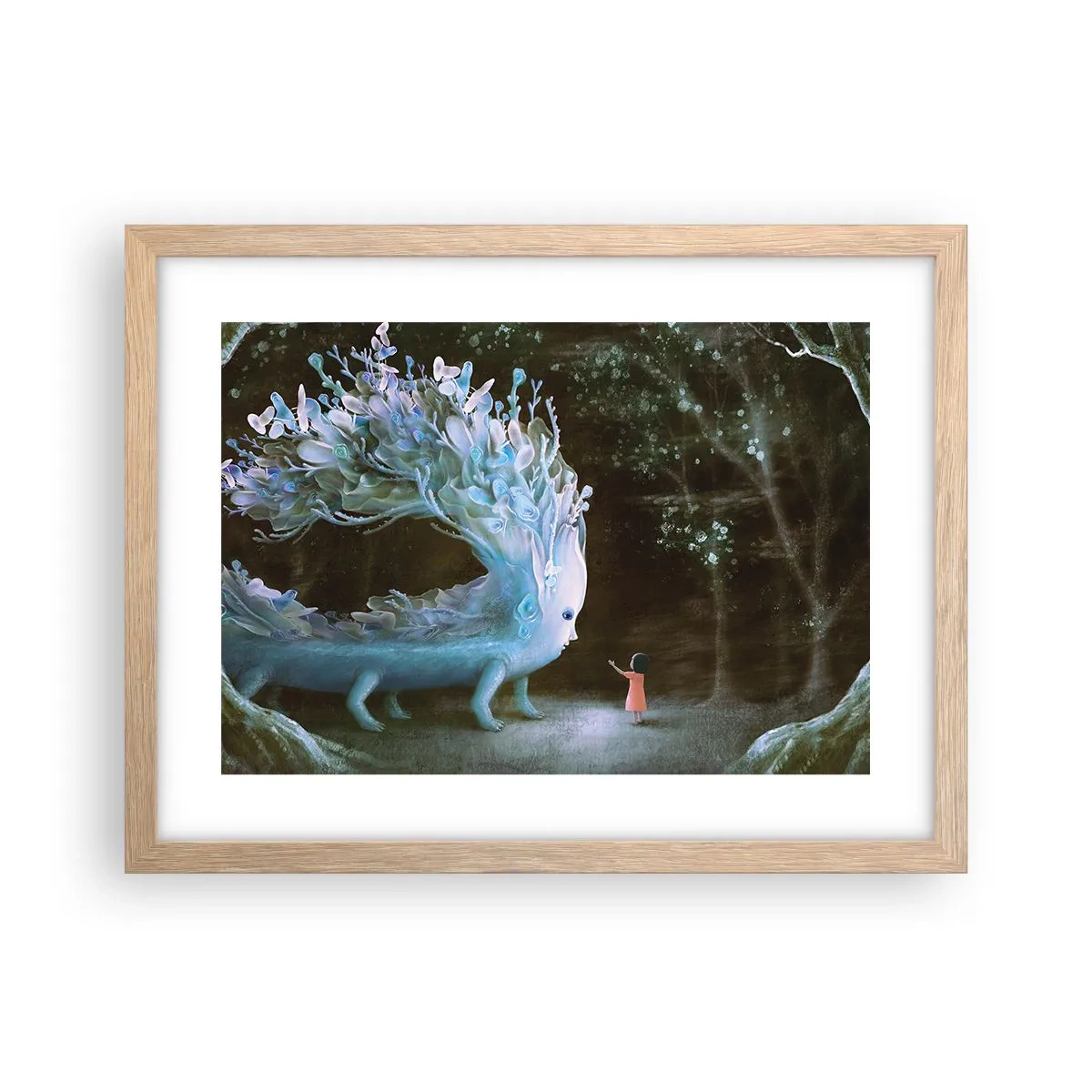 Pôster com moldura de carvalho claro - Encontro fantástico - 40x30 cm