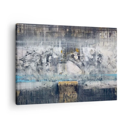 Quadro em tela - Composição abstrata em tons frios - 70x50cm - Pelo gelo ou pelo torrão de terra - Decoração de parede moderna para a sala de estar e quarto ARTTOR