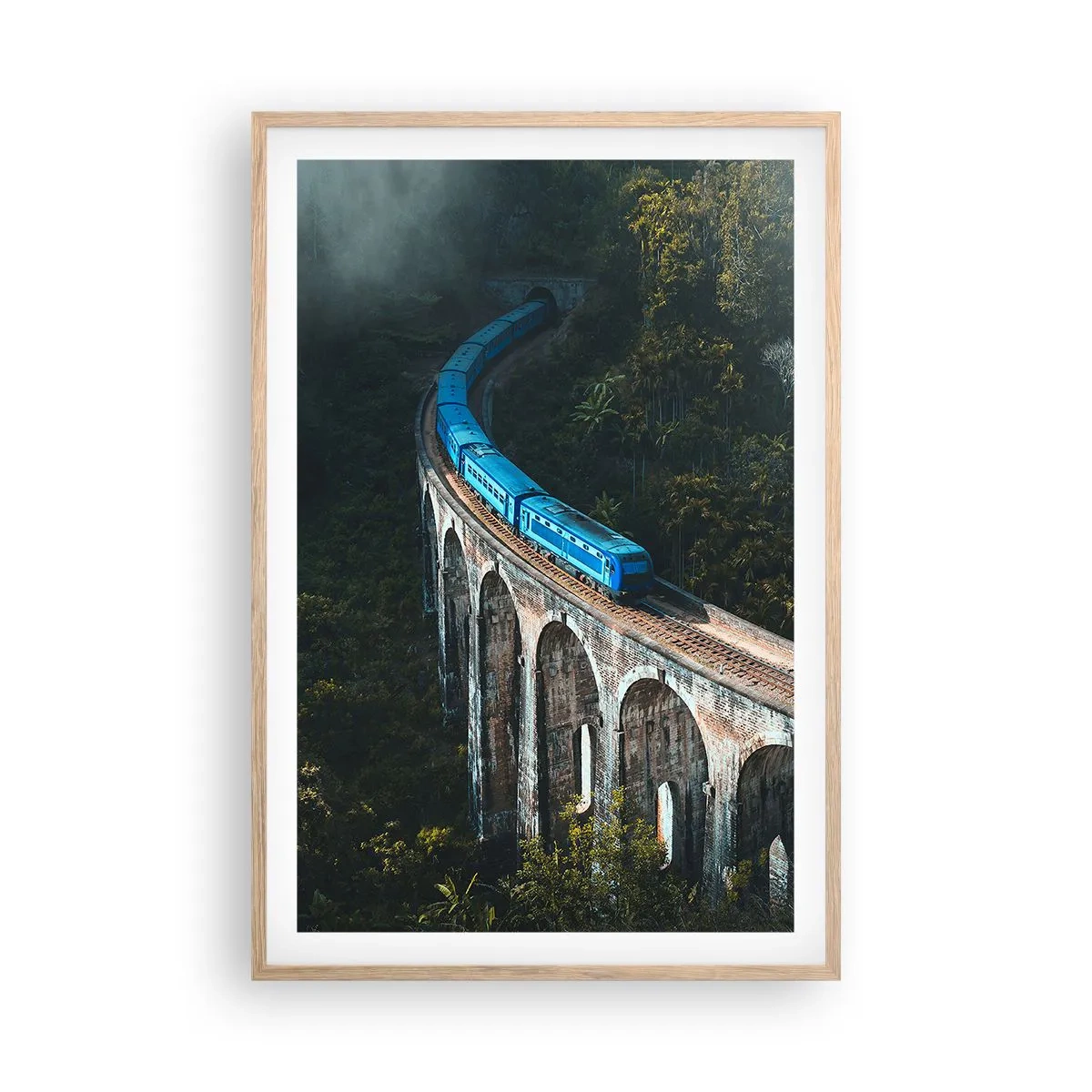 Pôster com moldura de carvalho claro - Comboio para a natureza - 61x91 cm