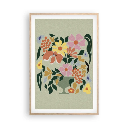Pôster com moldura de carvalho claro - Um buquê cheio de vida - 61x91 cm
