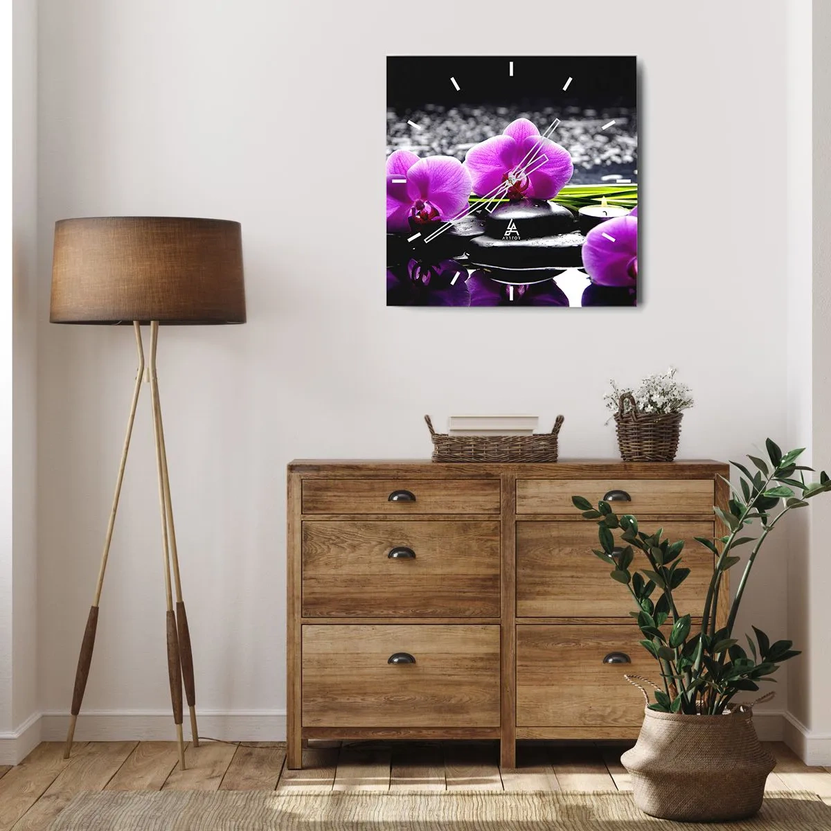 Relógio de parede - Relógio em vidro - Afogar-se na paz e sossego - 40x40 cm