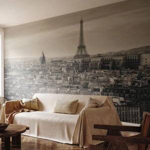 Papel de Parede Autocolante Deluxe Sticker - Sobre os telhados de Paris - Cidade, Paris, Arquitetura - 500x350 cm