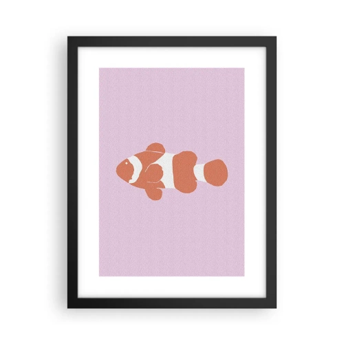 Pôster com moldura preta - Em coral no rosto e na cauda - 30x40 cm