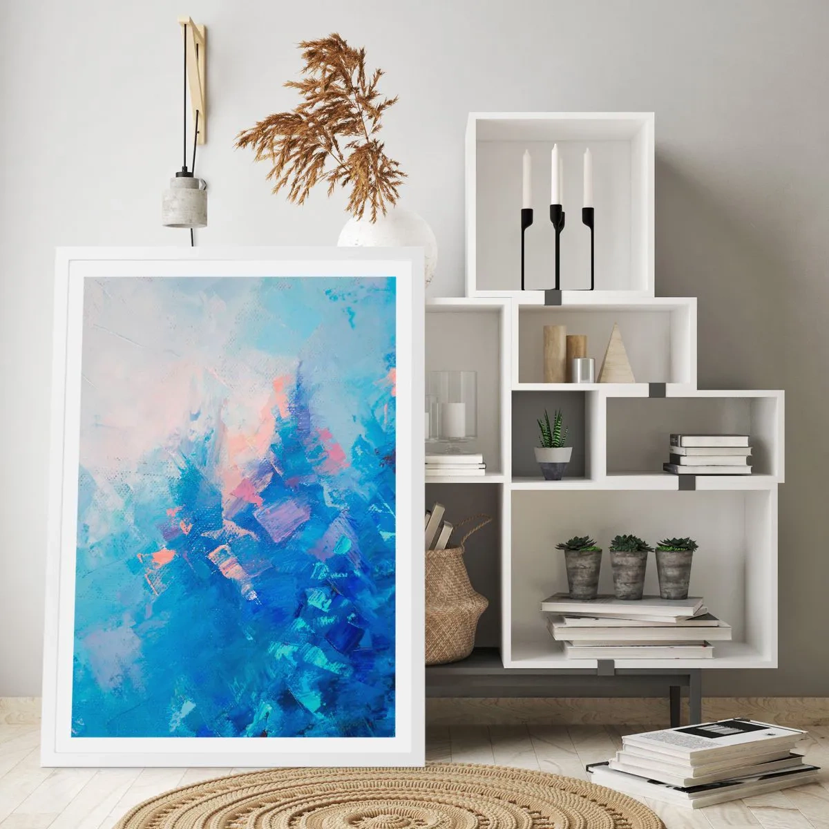 Pôster em moldura branca - Abstração de inverno - 50x70 cm