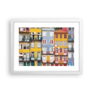 Pôster em moldura branca - Cores da cidade velha - 40x30 cm