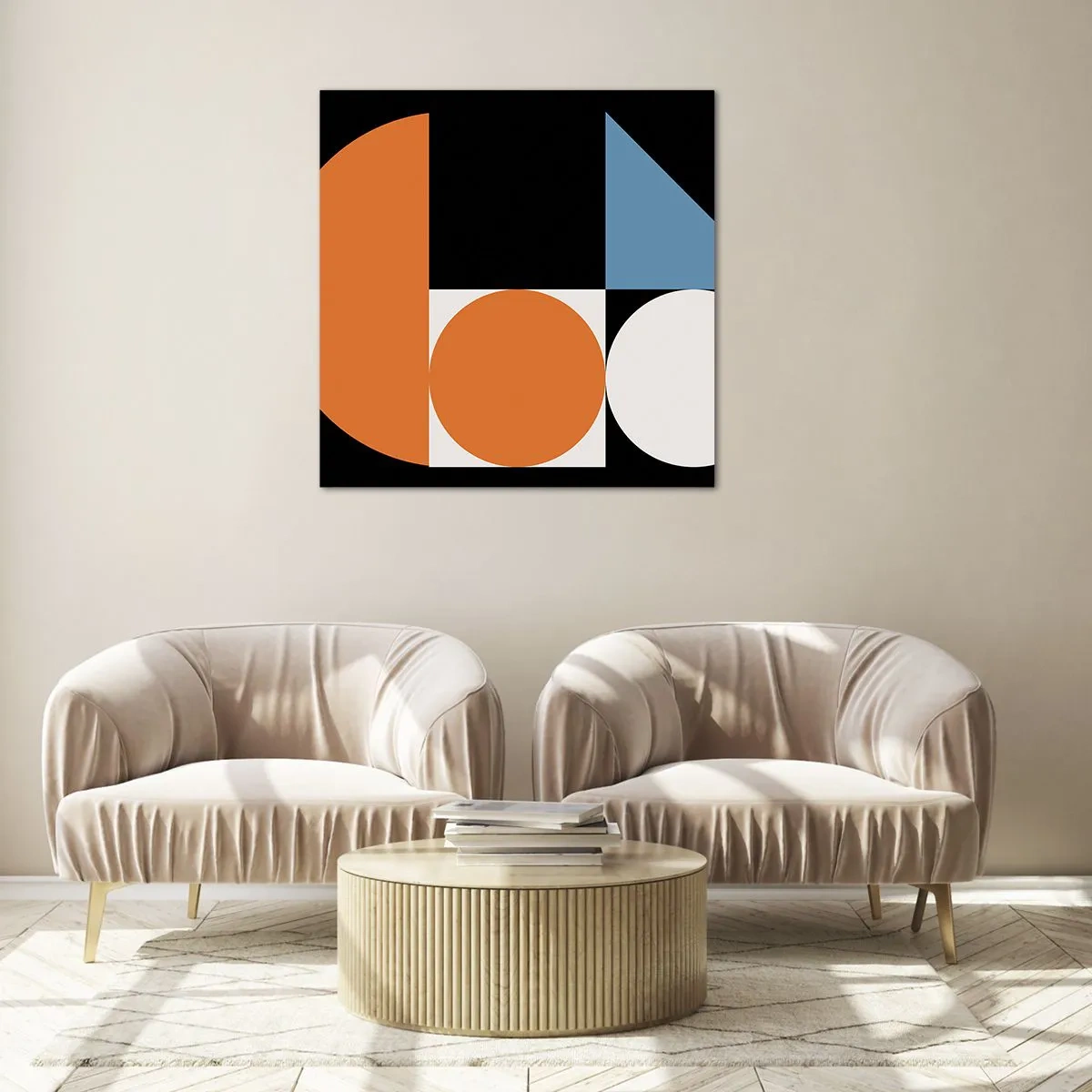 Quadro em vidro - Disposição das figuras - 50x50 cm