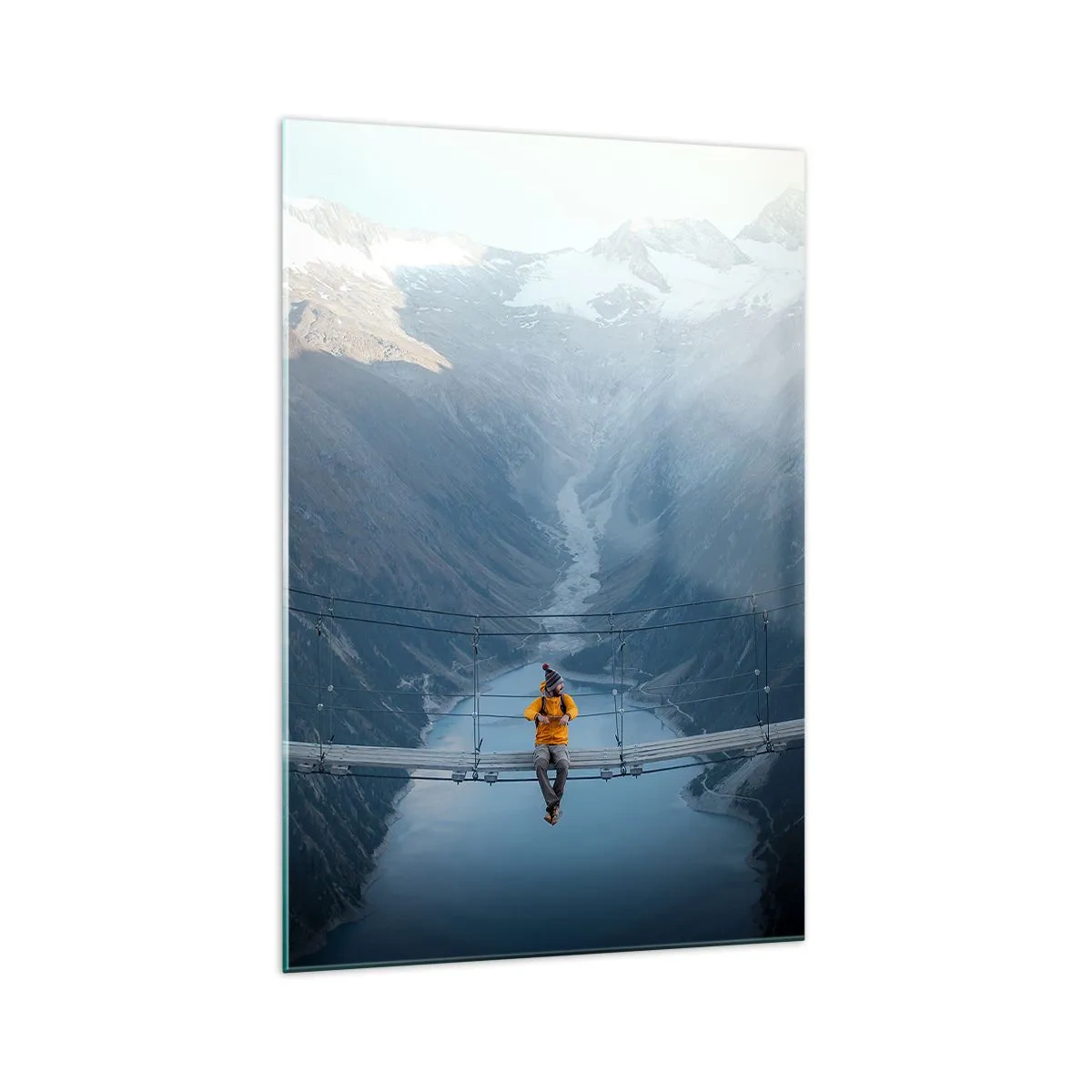 Quadro em vidro - Encantado com a paisagem - 70x100 cm