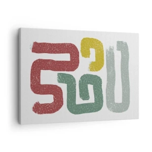 Quadro em tela - Padrões geométricos coloridos em estilo abstrato - 70x50cm - Em uma língua desconhecida - Decoração de parede moderna para a sala de estar e quarto ARTTOR