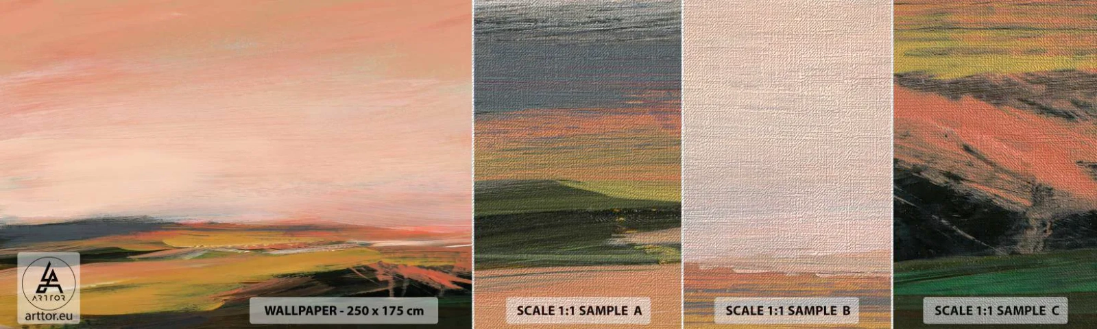 Amostra de papel de parede Premium Canvas - Em tons rosa - Paisagem, Pedaço, Visualizar - 100x30 cm