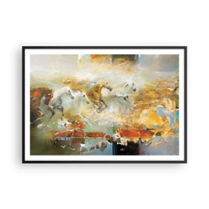 Pôster com moldura preta - A galope através da luz - 100x70 cm