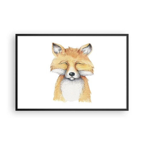 Pôster com moldura preta - Humor de raposa - 91x61 cm
