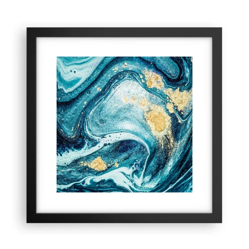Pôster com moldura preta - Redemoinho azul - 30x30 cm