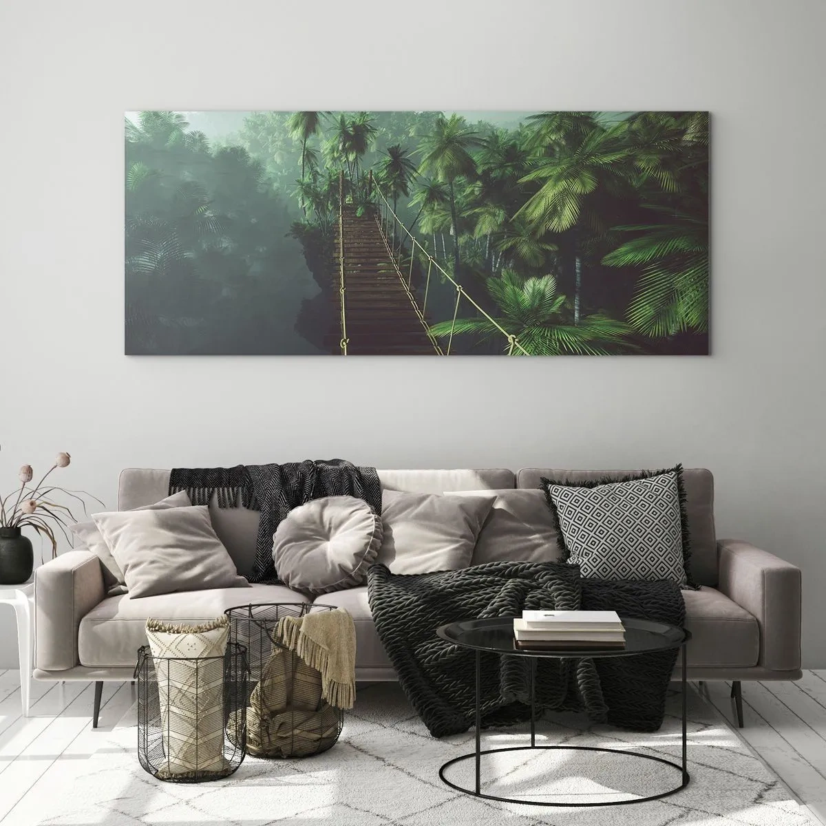 Quadro em vidro - Sobre o verde fervente - 140x50 cm