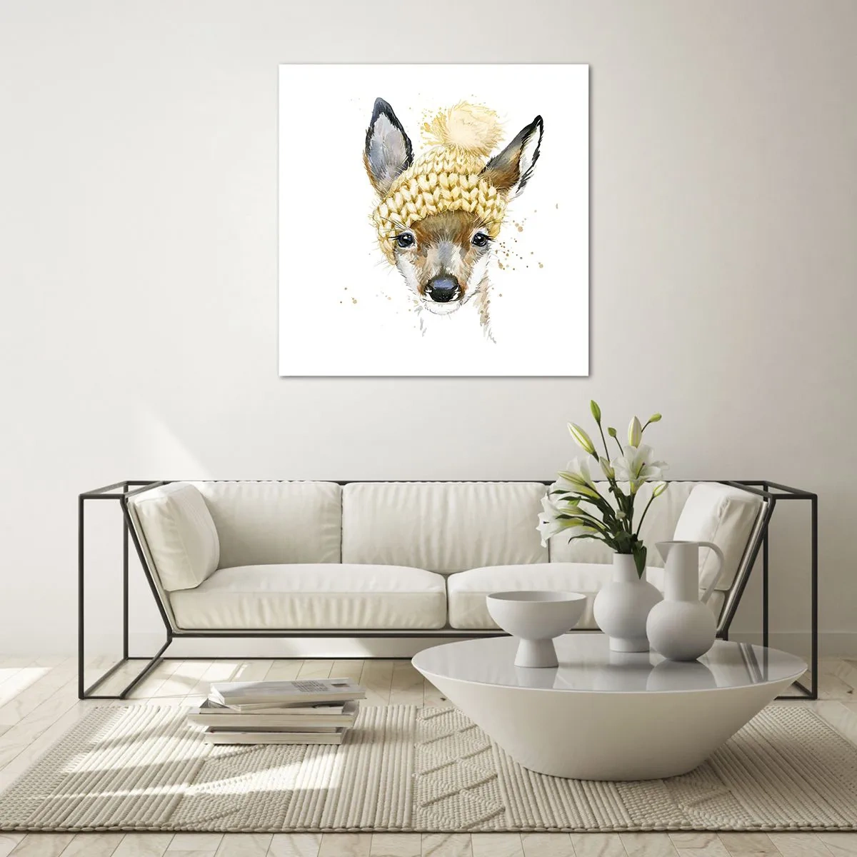 Quadro em vidro - Para o inverno na floresta  - 70x70 cm