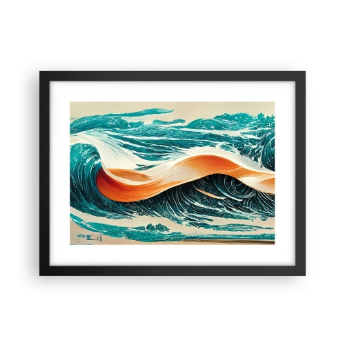 Pôster com moldura preta - O sonho de um surfista - 40x30 cm