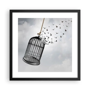 Pôster com moldura preta - Fé... Esperança... Liberdade! - 40x40 cm