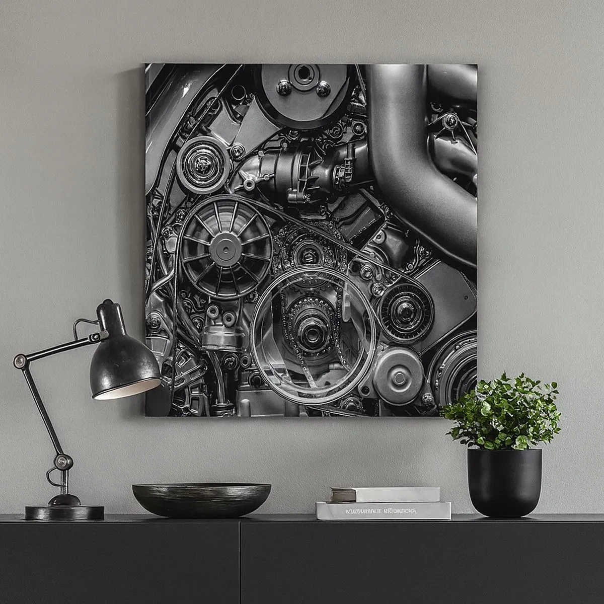 Quadro em tela - A poesia da mecánica - 30x30 cm