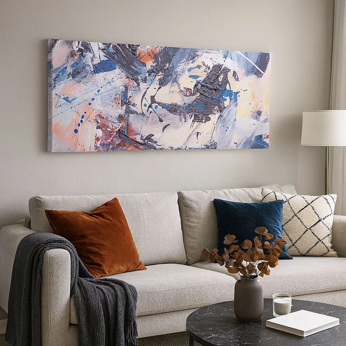 Quadro em tela - Dança louca da abstração - 100x40 cm