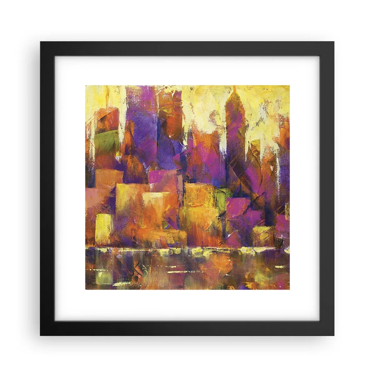 Pôster com moldura preta - Composição metropolitana - 30x30 cm