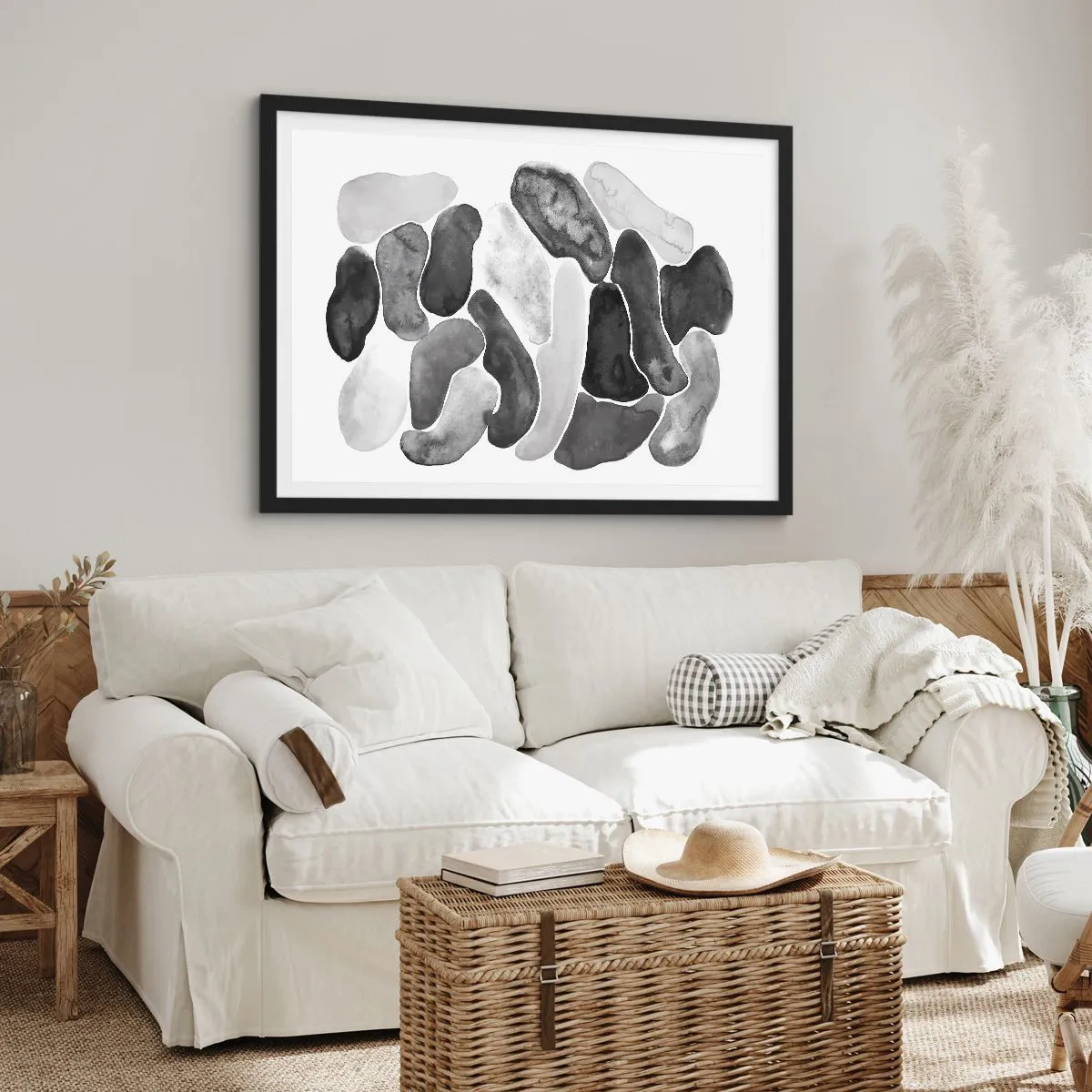 Pôster com moldura preta - Abstração rochosa - 100x70 cm