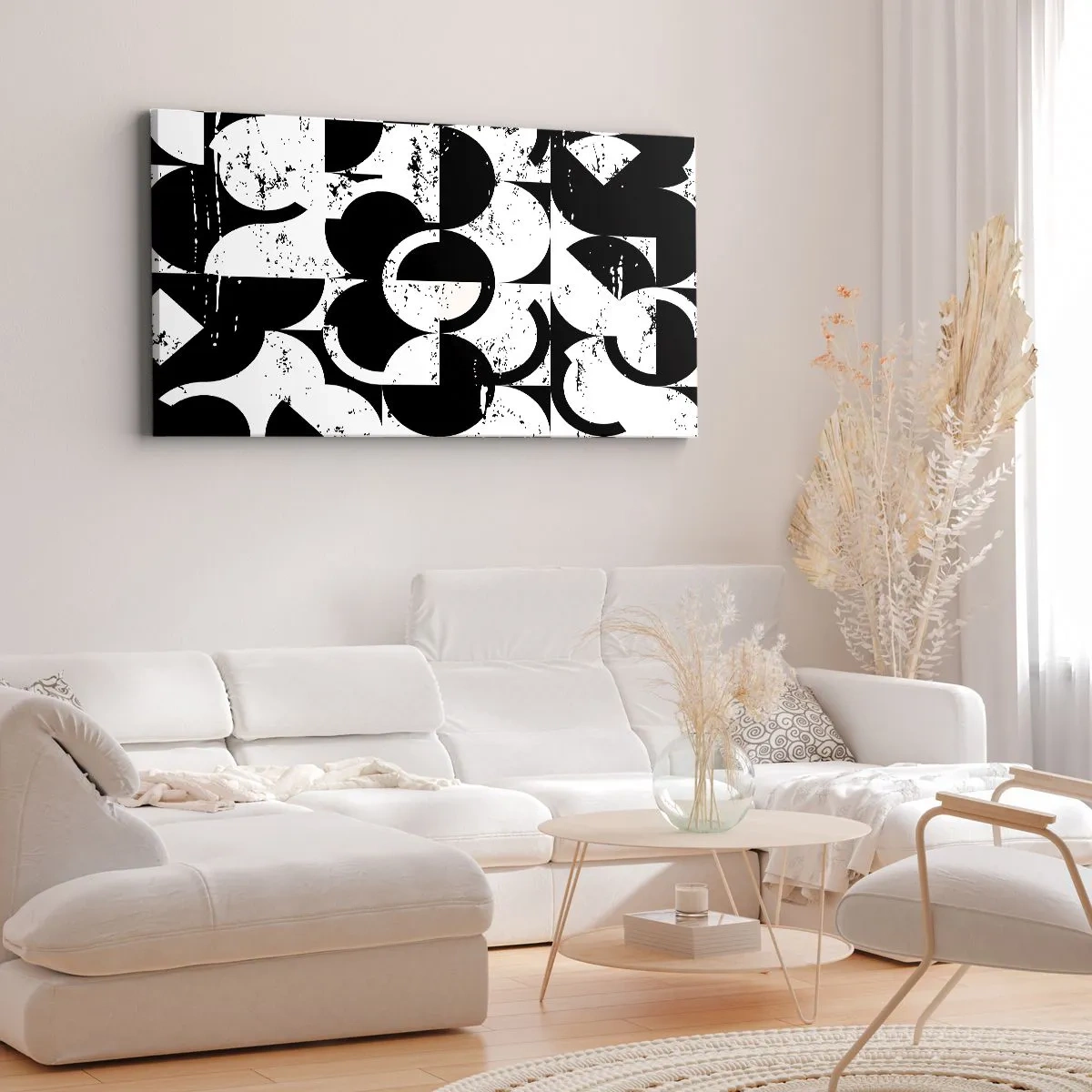 Quadro em tela - O branco é branco e o preto é preto - 90x30 cm