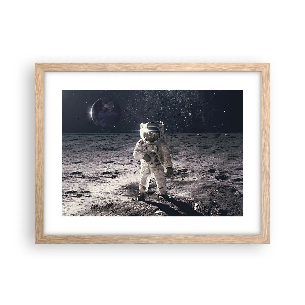 Pôster com moldura de carvalho claro - Saudações da Lua - 40x30 cm