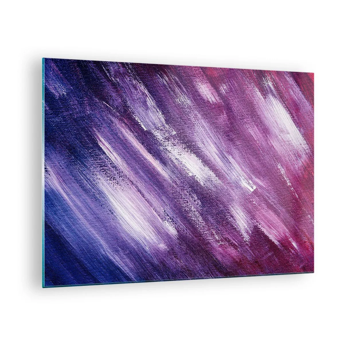 Quadro em vidro - Pintura abstrata em tons de roxo e branco - 70x50cm - Quando o vento sopra - Decoração de parede moderna para a sala de estar e quarto ARTTOR