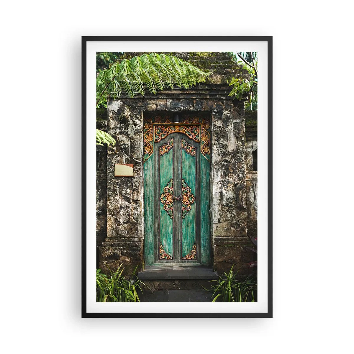 Pôster com moldura preta - Portas para um mundo exótico - 61x91 cm