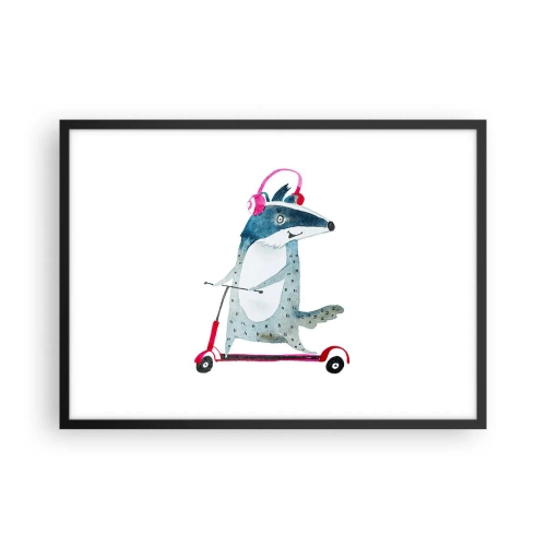 Pôster com moldura preta - A alegria do texugo - 70x50 cm