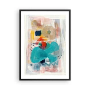 Pôster com moldura preta - Abstração colorida com formas dinâmicas - 50x70cm - Jogo colorido - Decoração de parede moderna para a sala de estar e quarto ARTTOR