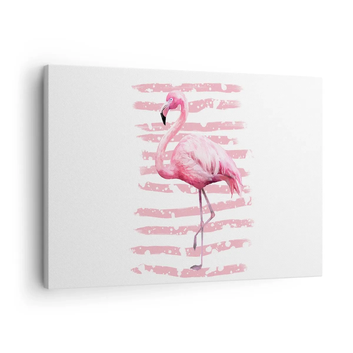 Quadro em tela - Flamingo em fundo rosa em estilo minimalista - 70x50cm - Com dignidade, embora de rosa - Decoração de parede moderna para a sala de estar e quarto ARTTOR