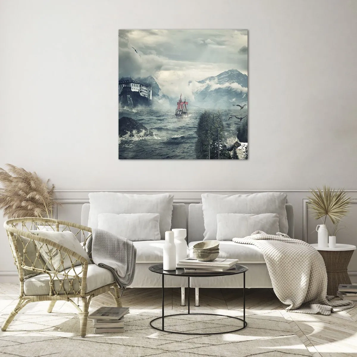 Quadro em vidro - Nas águas mágicas - 30x30 cm