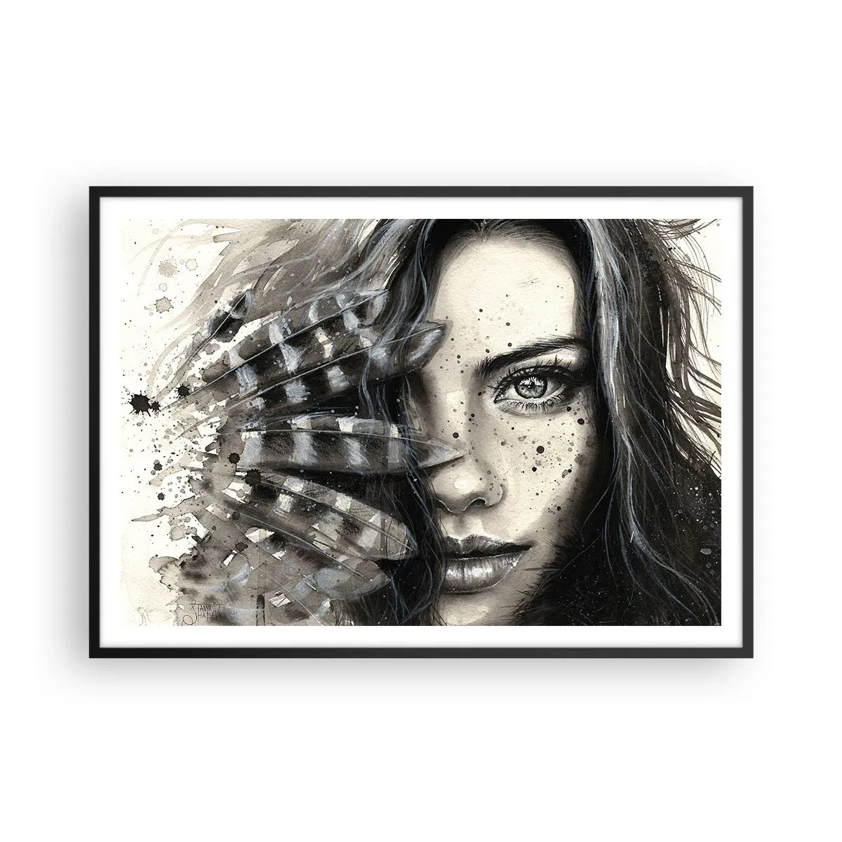 Pôster com moldura preta - Beleza selvagem - 100x70 cm