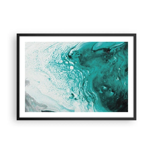 Pôster com moldura preta - Derreter a branco e turquesa - 70x50 cm